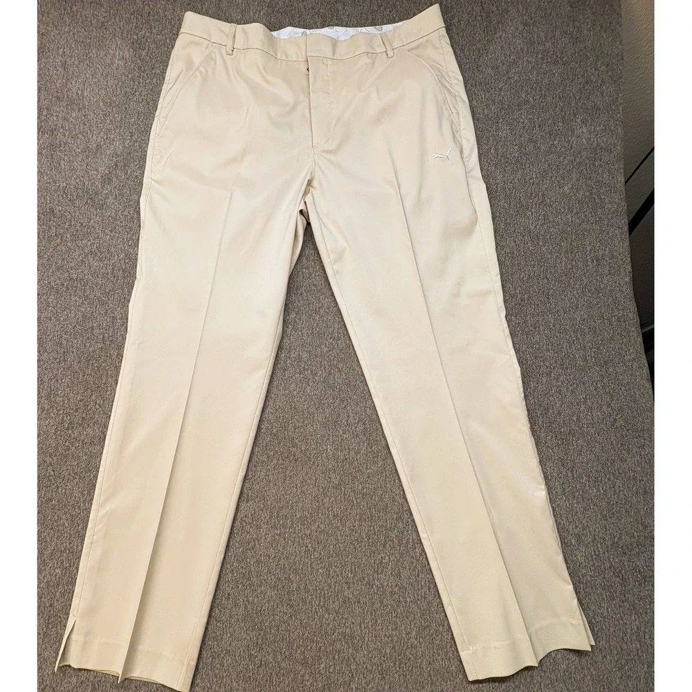 Puma Sportlifestyle Mens Golf Pants Tan Khaki 36x32 Performance Stretch Trousers
